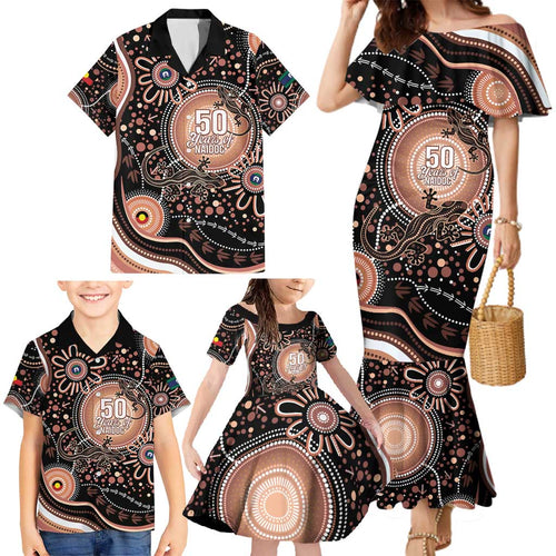 Australia NAIDOC Week Family Matching Mermaid Dress and Hawaiian Shirt Happy 50th Anniversary Brown Version
