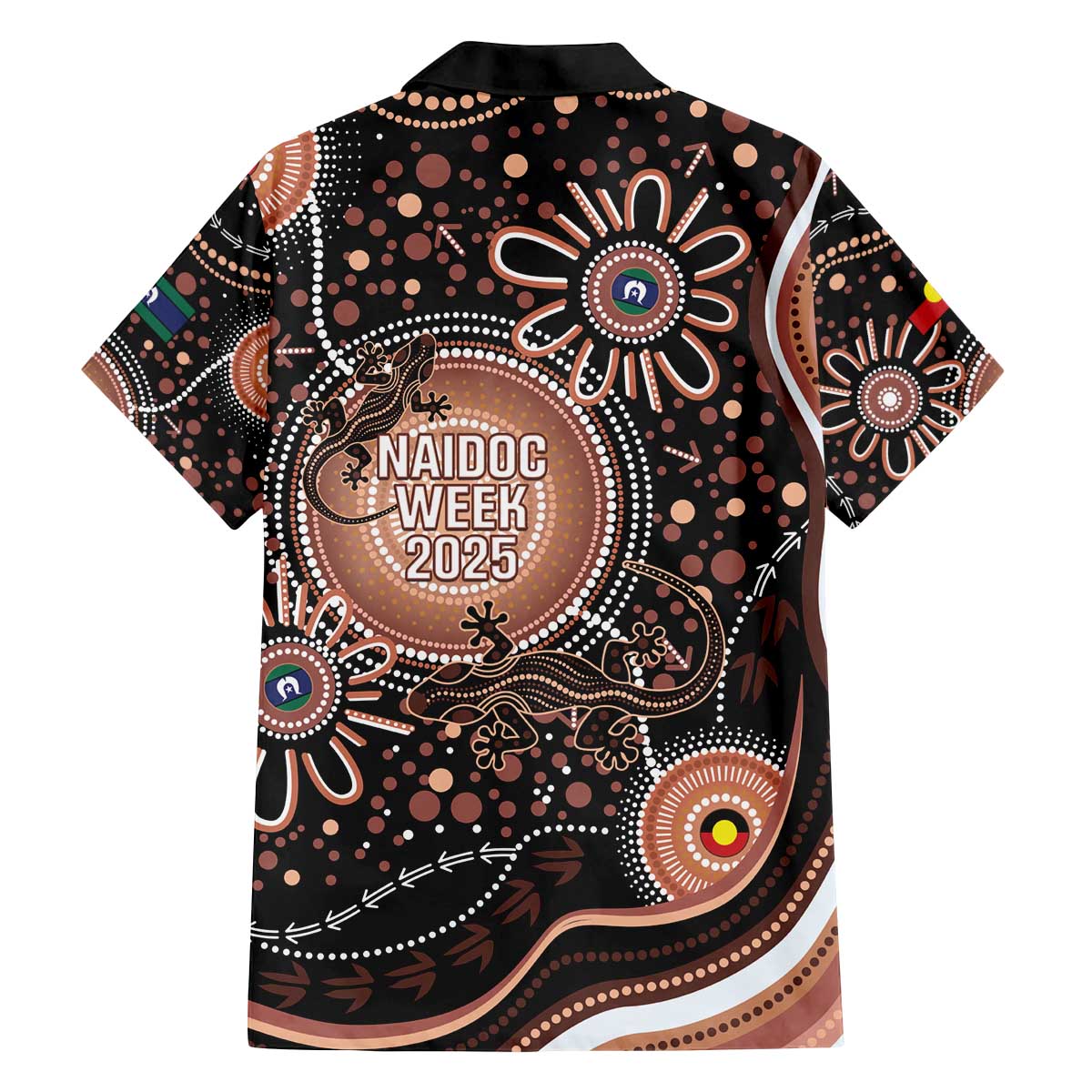 Australia NAIDOC Week Family Matching Off The Shoulder Long Sleeve Dress and Hawaiian Shirt Happy 50th Anniversary Brown Version