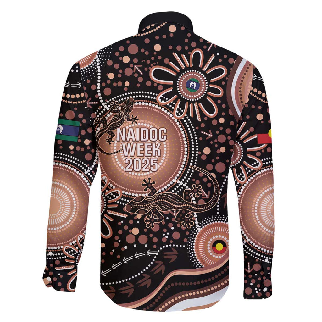 Australia NAIDOC Week Family Matching Off The Shoulder Long Sleeve Dress and Hawaiian Shirt Happy 50th Anniversary Brown Version