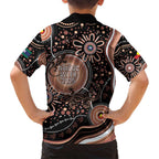Australia NAIDOC Week Family Matching Off Shoulder Maxi Dress and Hawaiian Shirt Happy 50th Anniversary Brown Version