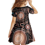 Australia NAIDOC Week Family Matching Off Shoulder Maxi Dress and Hawaiian Shirt Happy 50th Anniversary Brown Version