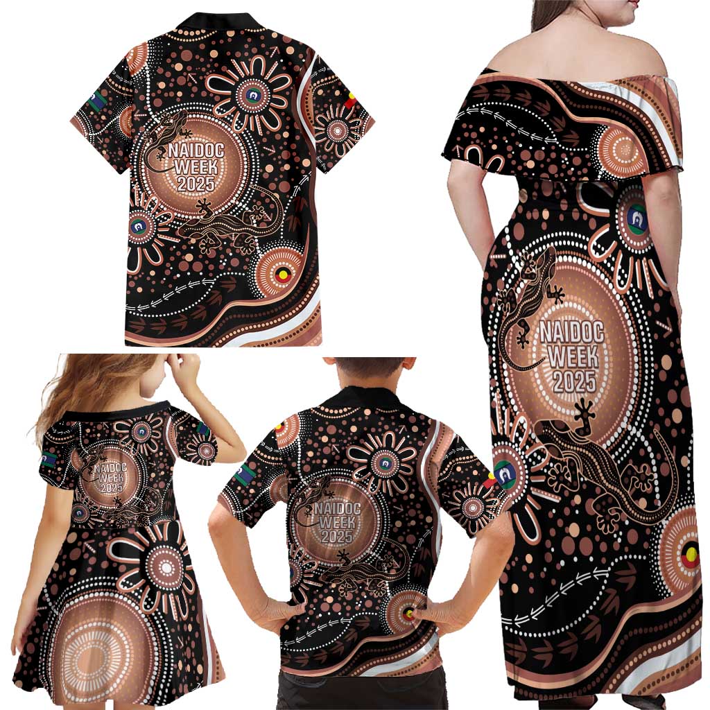 Australia NAIDOC Week Family Matching Off Shoulder Maxi Dress and Hawaiian Shirt Happy 50th Anniversary Brown Version