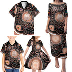 Australia NAIDOC Week Family Matching Puletasi and Hawaiian Shirt Happy 50th Anniversary Brown Version