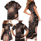 Australia NAIDOC Week Family Matching Short Sleeve Bodycon Dress and Hawaiian Shirt Happy 50th Anniversary Brown Version