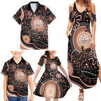 Australia NAIDOC Week Family Matching Summer Maxi Dress and Hawaiian Shirt Happy 50th Anniversary Brown Version