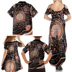 Australia NAIDOC Week Family Matching Summer Maxi Dress and Hawaiian Shirt Happy 50th Anniversary Brown Version