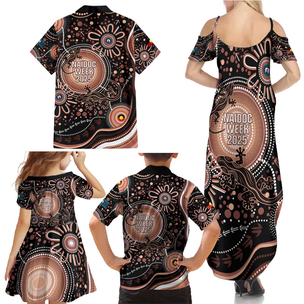 Australia NAIDOC Week Family Matching Summer Maxi Dress and Hawaiian Shirt Happy 50th Anniversary Brown Version