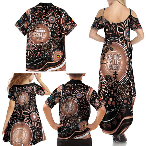 Australia NAIDOC Week Family Matching Summer Maxi Dress and Hawaiian Shirt Happy 50th Anniversary Brown Version