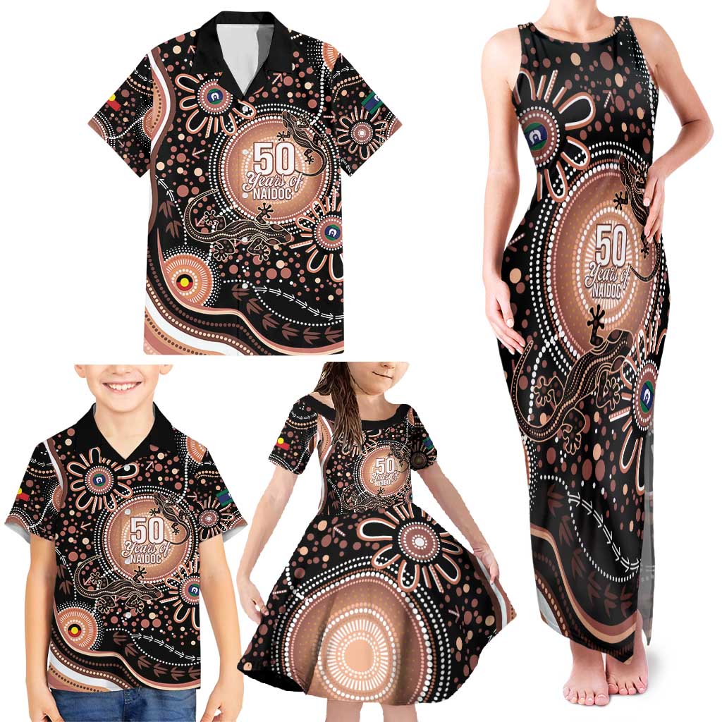 Australia NAIDOC Week Family Matching Tank Maxi Dress and Hawaiian Shirt Happy 50th Anniversary Brown Version