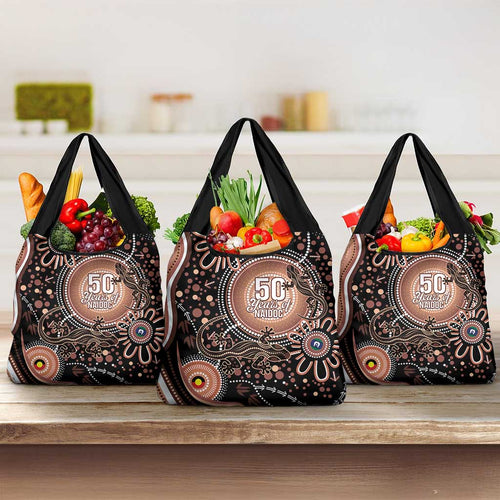 Australia NAIDOC Week Grocery Bag Happy 50th Anniversary Brown Version