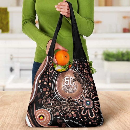 Australia NAIDOC Week Grocery Bag Happy 50th Anniversary Brown Version