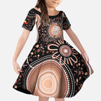 Australia NAIDOC Week Kid Short Sleeve Dress Happy 50th Anniversary Brown Version
