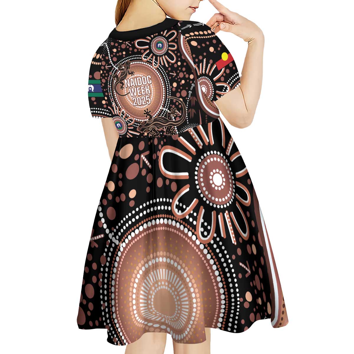 Australia NAIDOC Week Kid Short Sleeve Dress Happy 50th Anniversary Brown Version