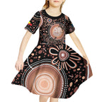 Australia NAIDOC Week Kid Short Sleeve Dress Happy 50th Anniversary Brown Version