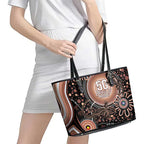Australia NAIDOC Week Leather Tote Bag Happy 50th Anniversary Brown Version
