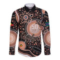 Australia NAIDOC Week Long Sleeve Button Shirt Happy 50th Anniversary Brown Version