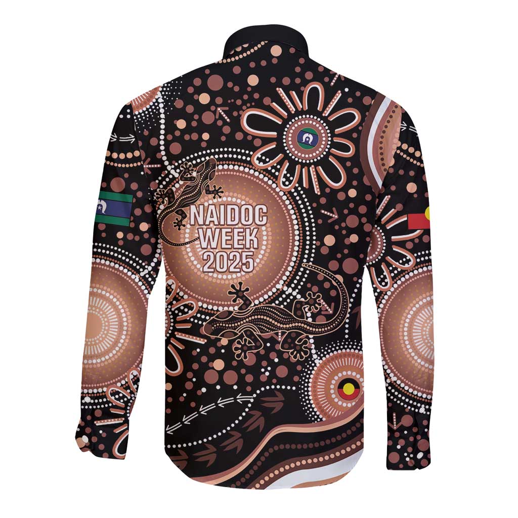 Australia NAIDOC Week Long Sleeve Button Shirt Happy 50th Anniversary Brown Version