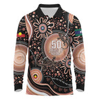 Australia NAIDOC Week Long Sleeve Polo Shirt Happy 50th Anniversary Brown Version
