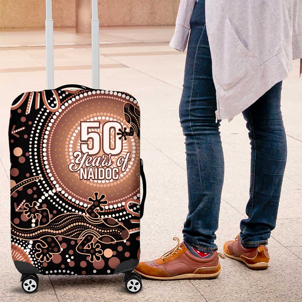 Australia NAIDOC Week Luggage Cover Happy 50th Anniversary Brown Version