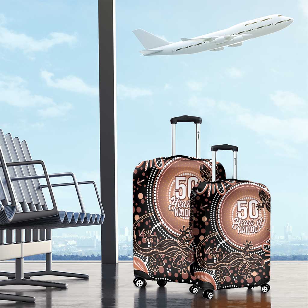 Australia NAIDOC Week Luggage Cover Happy 50th Anniversary Brown Version