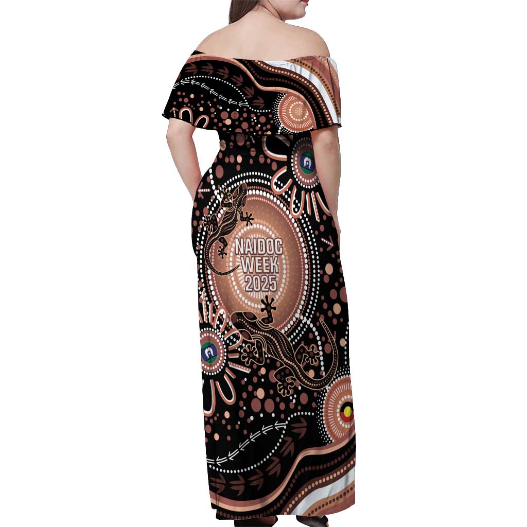 Australia NAIDOC Week Off Shoulder Maxi Dress Happy 50th Anniversary Brown Version