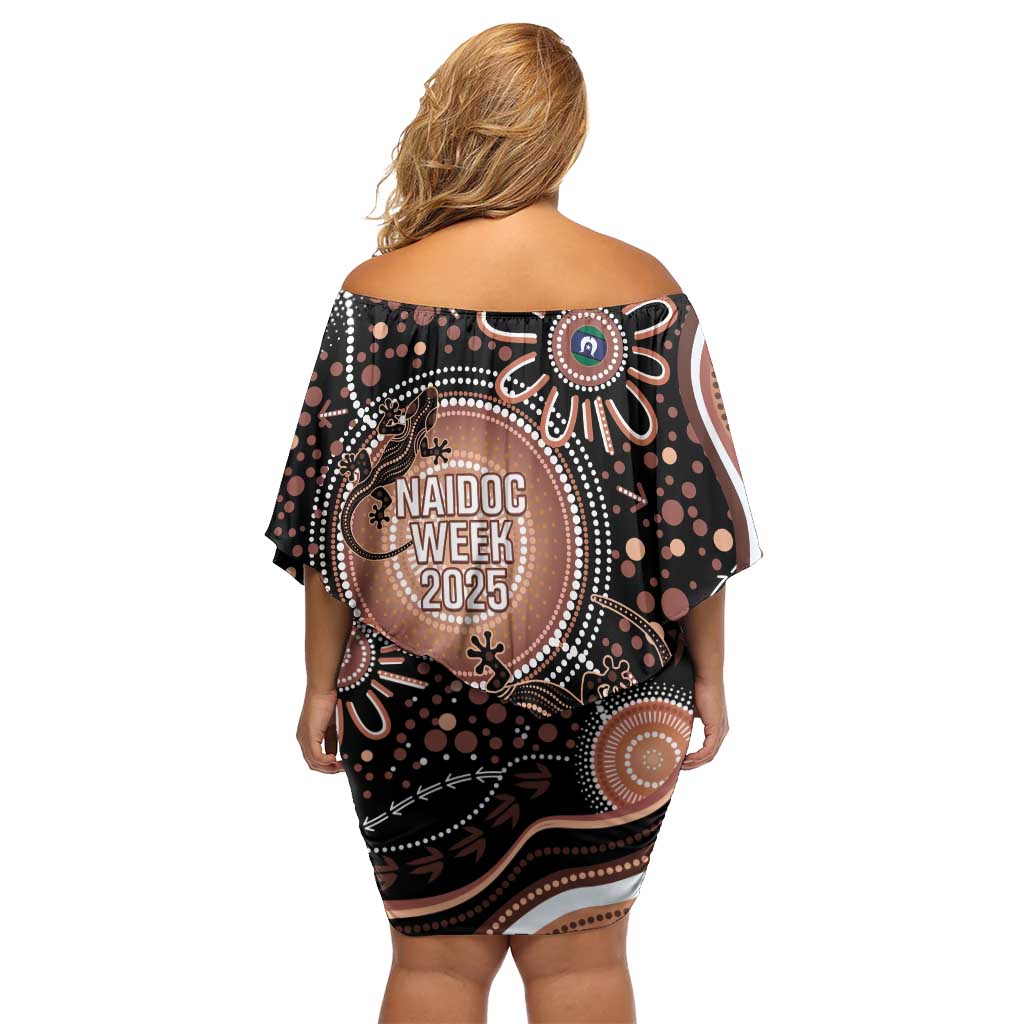 Australia NAIDOC Week Off Shoulder Short Dress Happy 50th Anniversary Brown Version