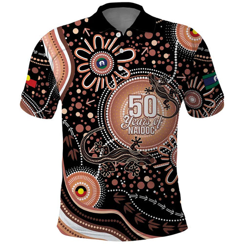 Australia NAIDOC Week Polo Shirt Happy 50th Anniversary Brown Version