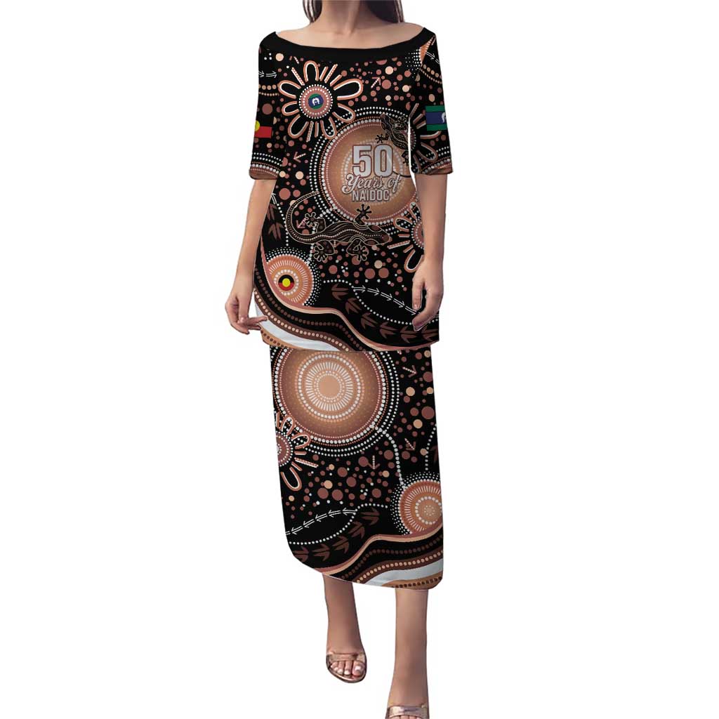 Australia NAIDOC Week Puletasi Happy 50th Anniversary Brown Version