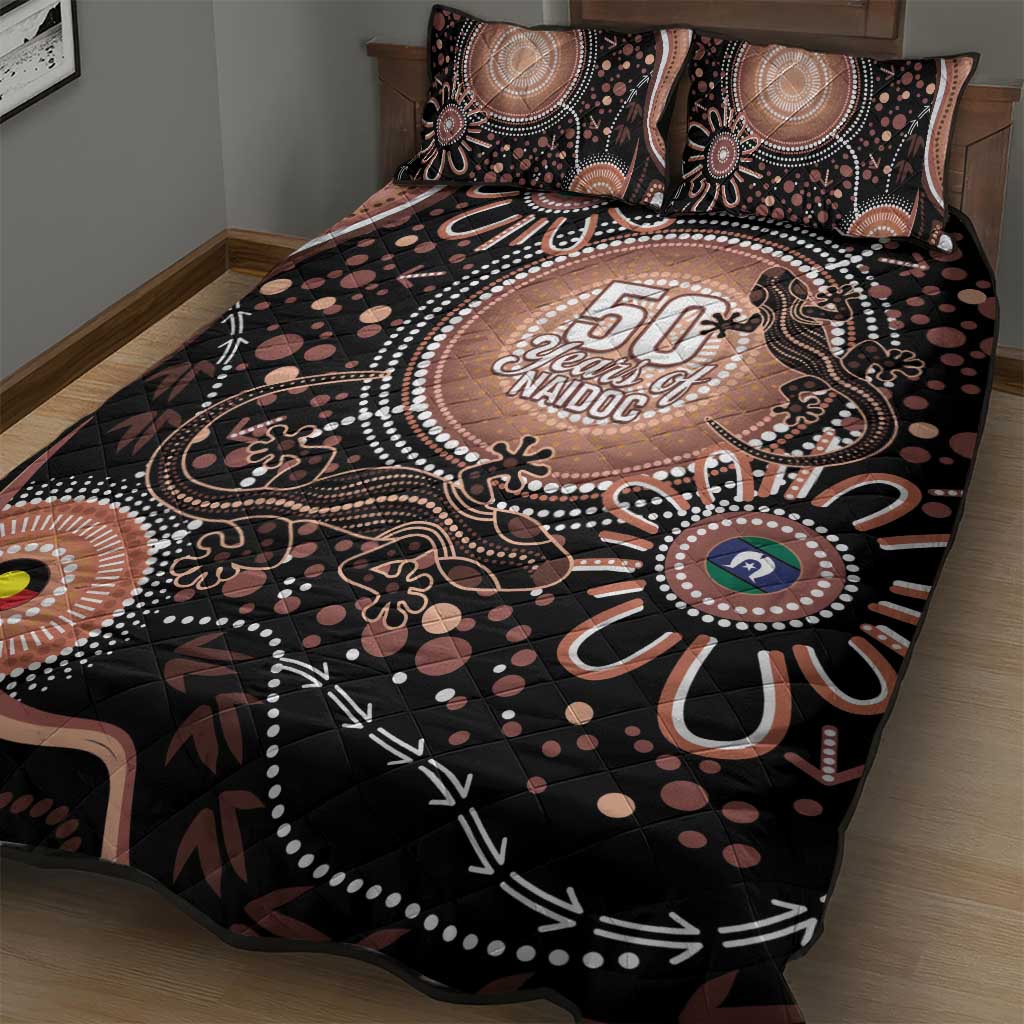 Australia NAIDOC Week Quilt Bed Set Happy 50th Anniversary Brown Version