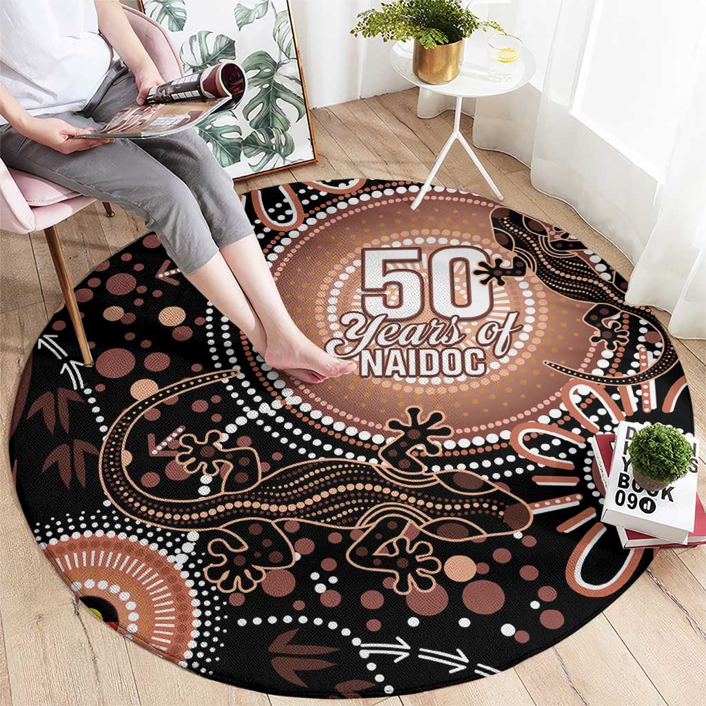 Australia NAIDOC Week Round Carpet Happy 50th Anniversary Brown Version