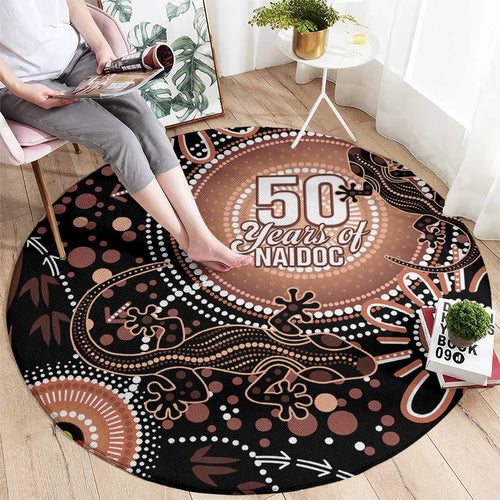 Australia NAIDOC Week Round Carpet Happy 50th Anniversary Brown Version