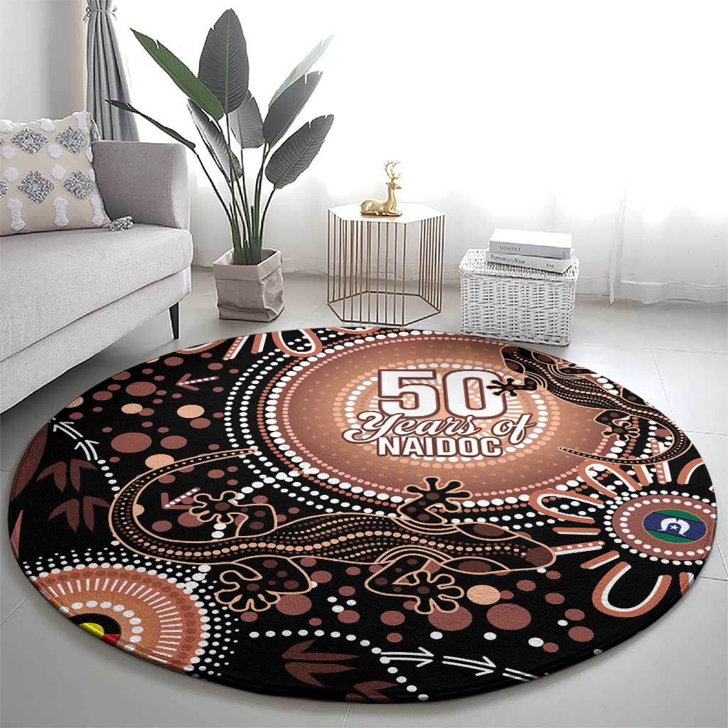 Australia NAIDOC Week Round Carpet Happy 50th Anniversary Brown Version