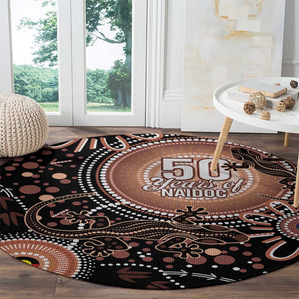 Australia NAIDOC Week Round Carpet Happy 50th Anniversary Brown Version