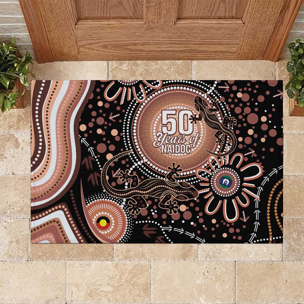 Australia NAIDOC Week Rubber Doormat Happy 50th Anniversary Brown Version