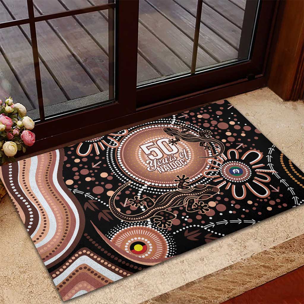 Australia NAIDOC Week Rubber Doormat Happy 50th Anniversary Brown Version