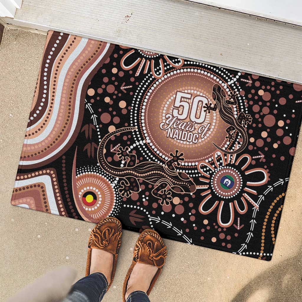 Australia NAIDOC Week Rubber Doormat Happy 50th Anniversary Brown Version