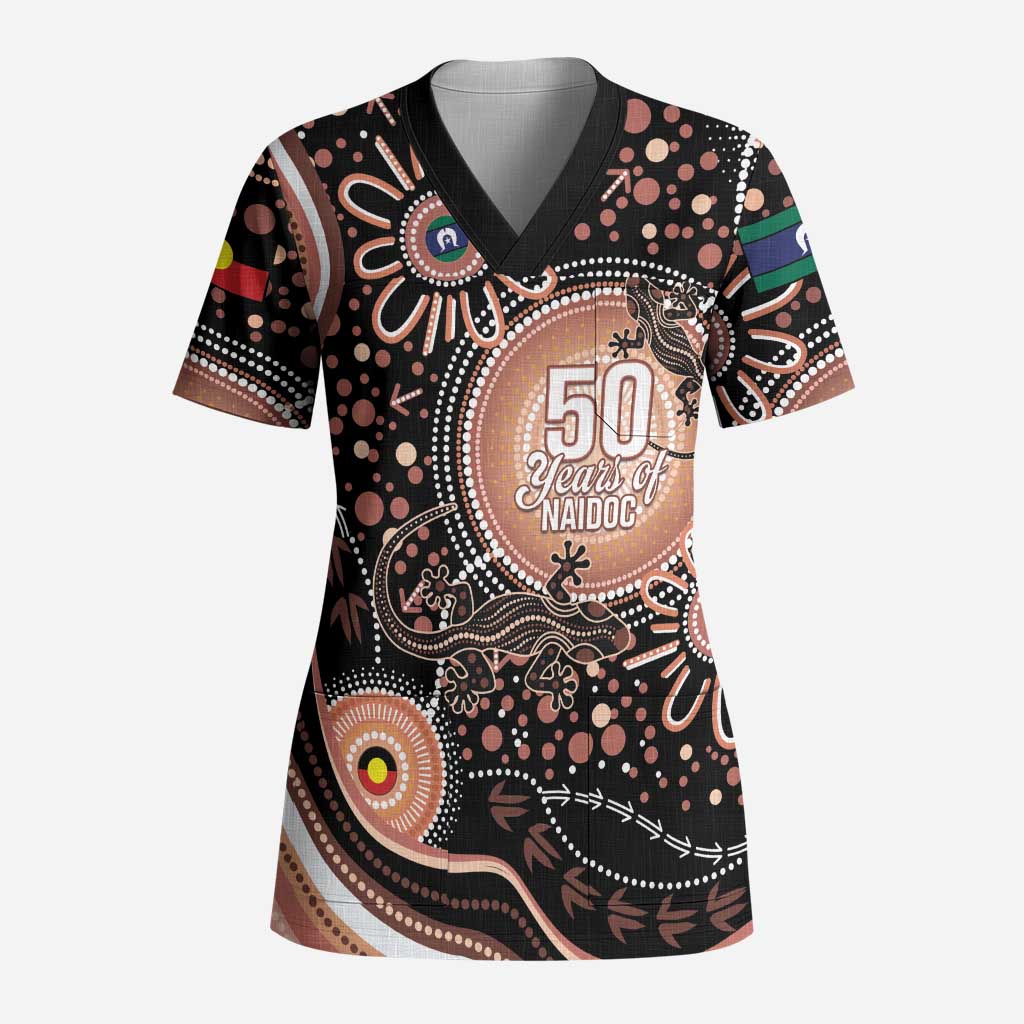 Australia NAIDOC Week Scrub Top Happy 50th Anniversary Brown Version - Aussie Hoodie