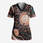 Australia NAIDOC Week Scrub Top Happy 50th Anniversary Brown Version - Aussie Hoodie