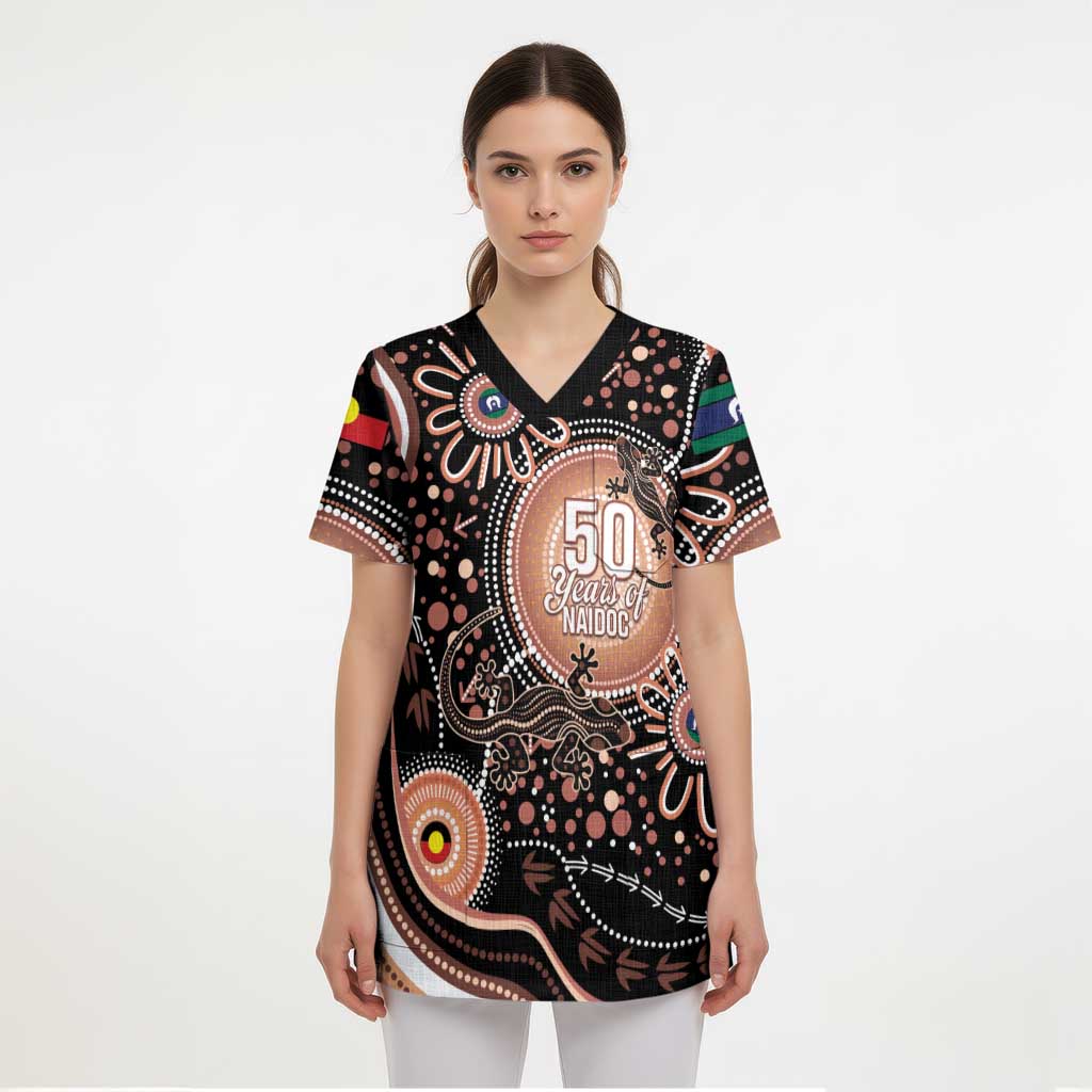 Australia NAIDOC Week Scrub Top Happy 50th Anniversary Brown Version - Aussie Hoodie