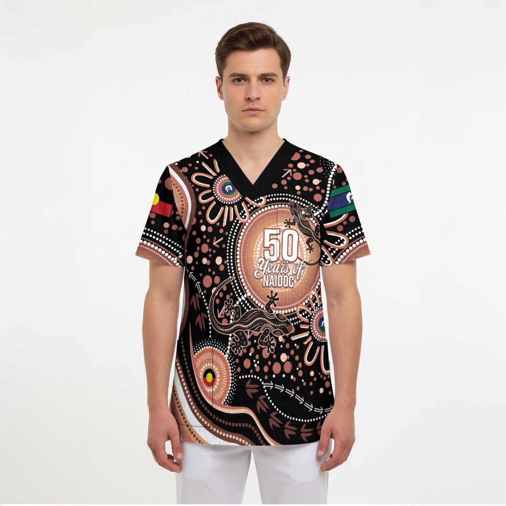 Australia NAIDOC Week Scrub Top Happy 50th Anniversary Brown Version - Aussie Hoodie