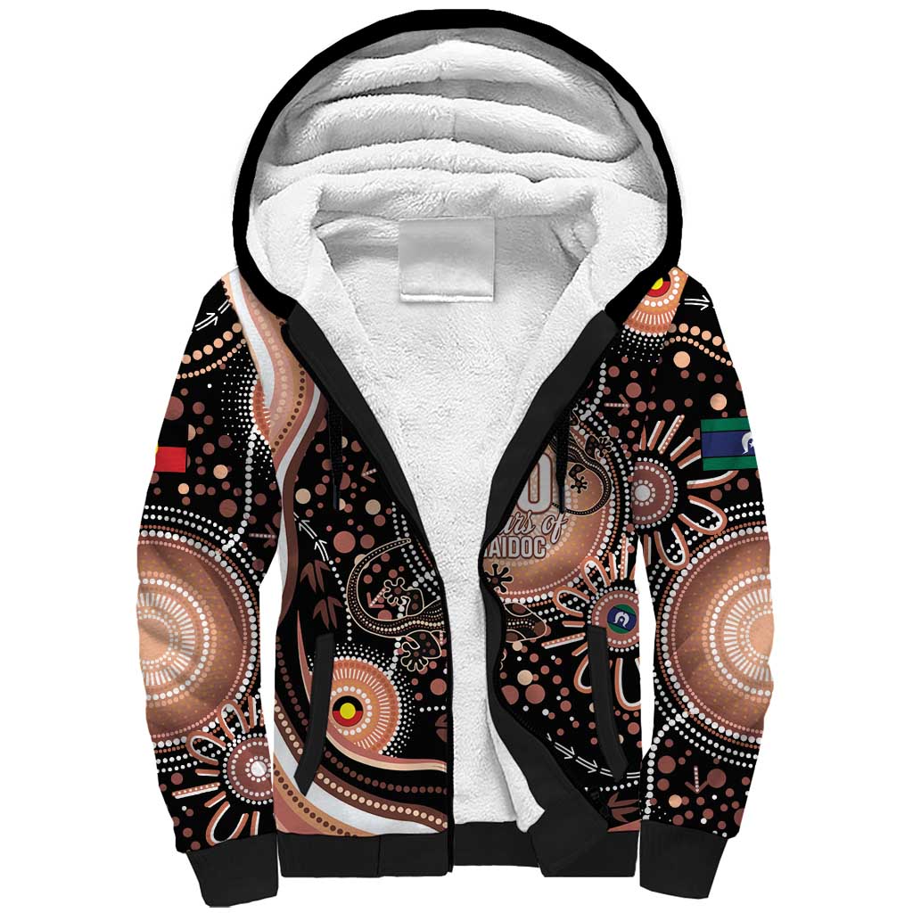 Australia NAIDOC Week Sherpa Hoodie Happy 50th Anniversary Brown Version