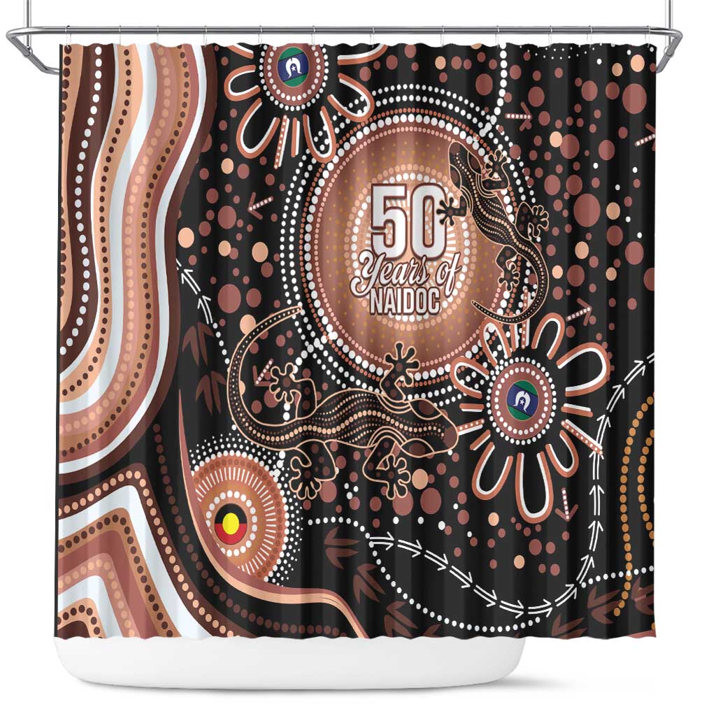 Australia NAIDOC Week Shower Curtain Happy 50th Anniversary Brown Version