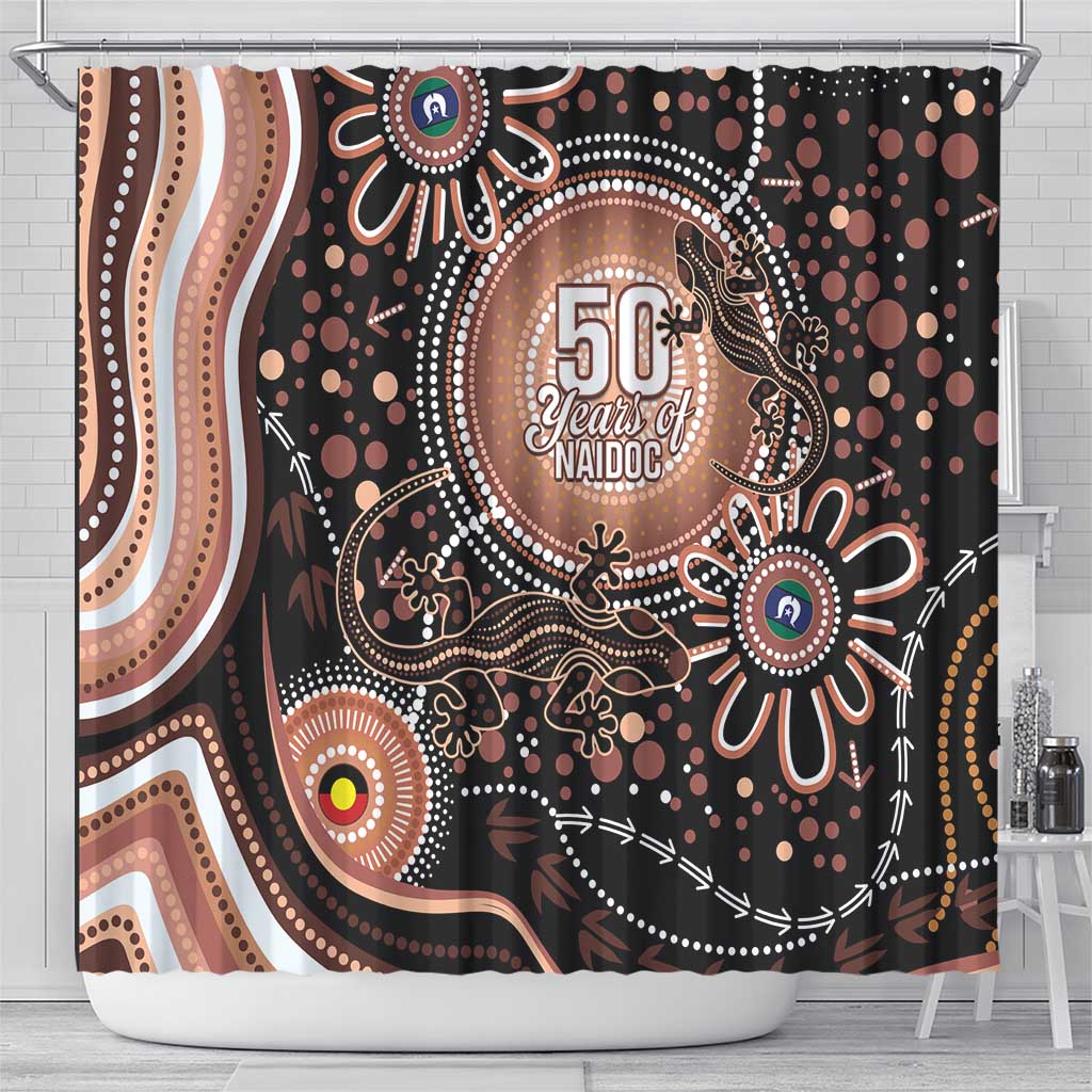 Australia NAIDOC Week Shower Curtain Happy 50th Anniversary Brown Version