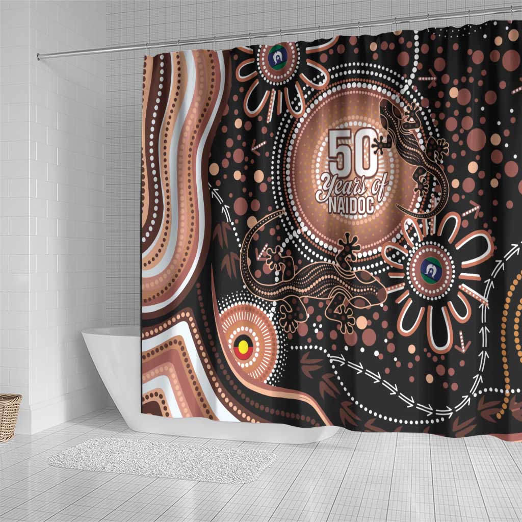 Australia NAIDOC Week Shower Curtain Happy 50th Anniversary Brown Version