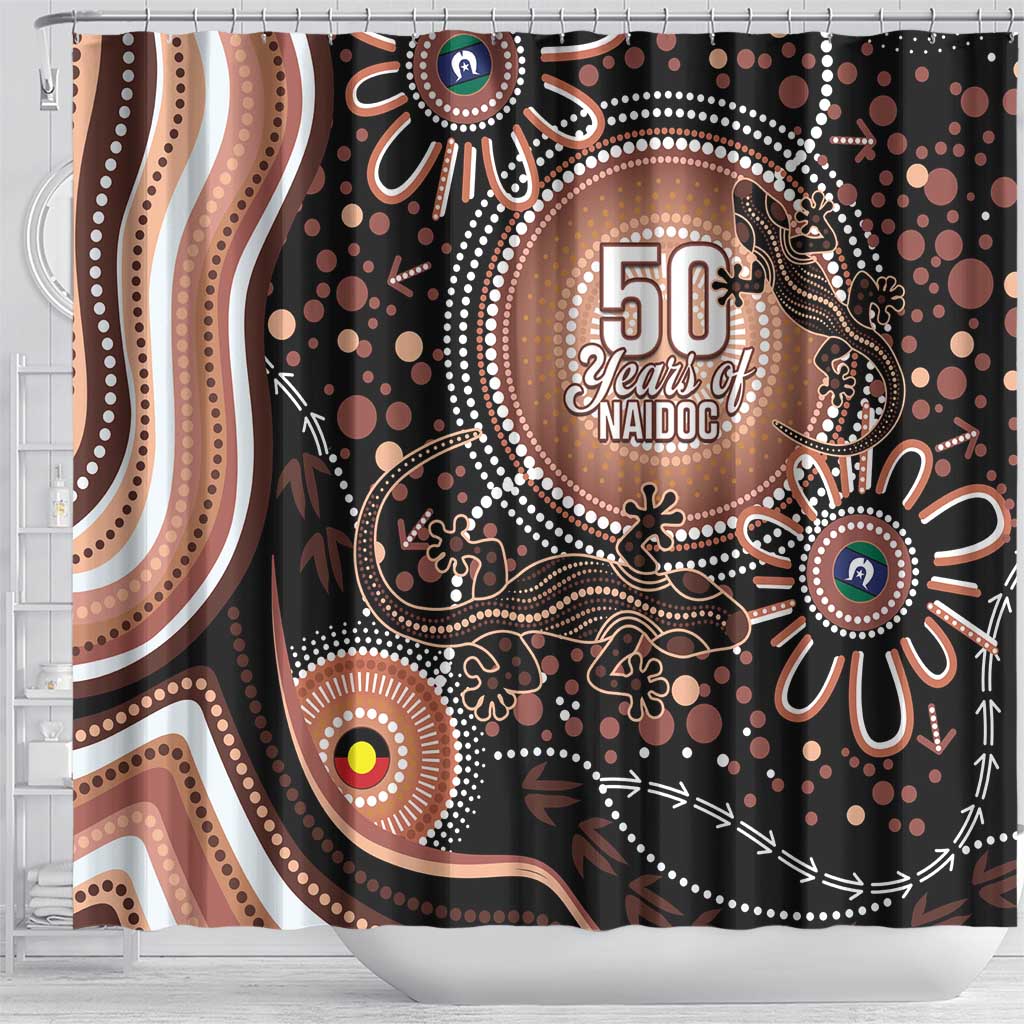Australia NAIDOC Week Shower Curtain Happy 50th Anniversary Brown Version