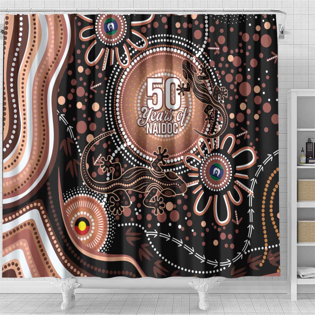 Australia NAIDOC Week Shower Curtain Happy 50th Anniversary Brown Version