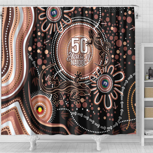 Australia NAIDOC Week Shower Curtain Happy 50th Anniversary Brown Version