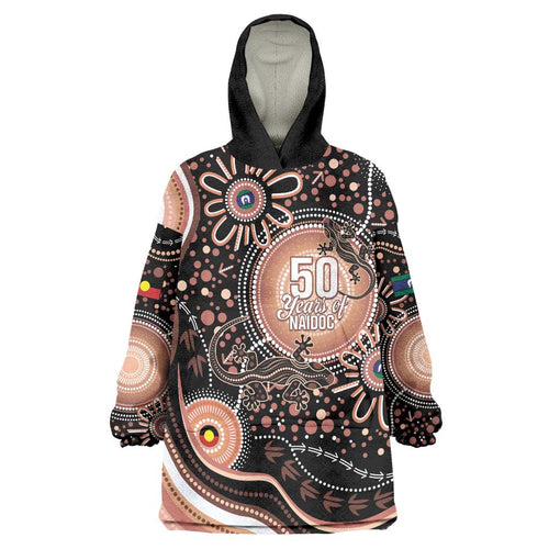 Australia NAIDOC Week Wearable Blanket Hoodie Happy 50th Anniversary Brown Version