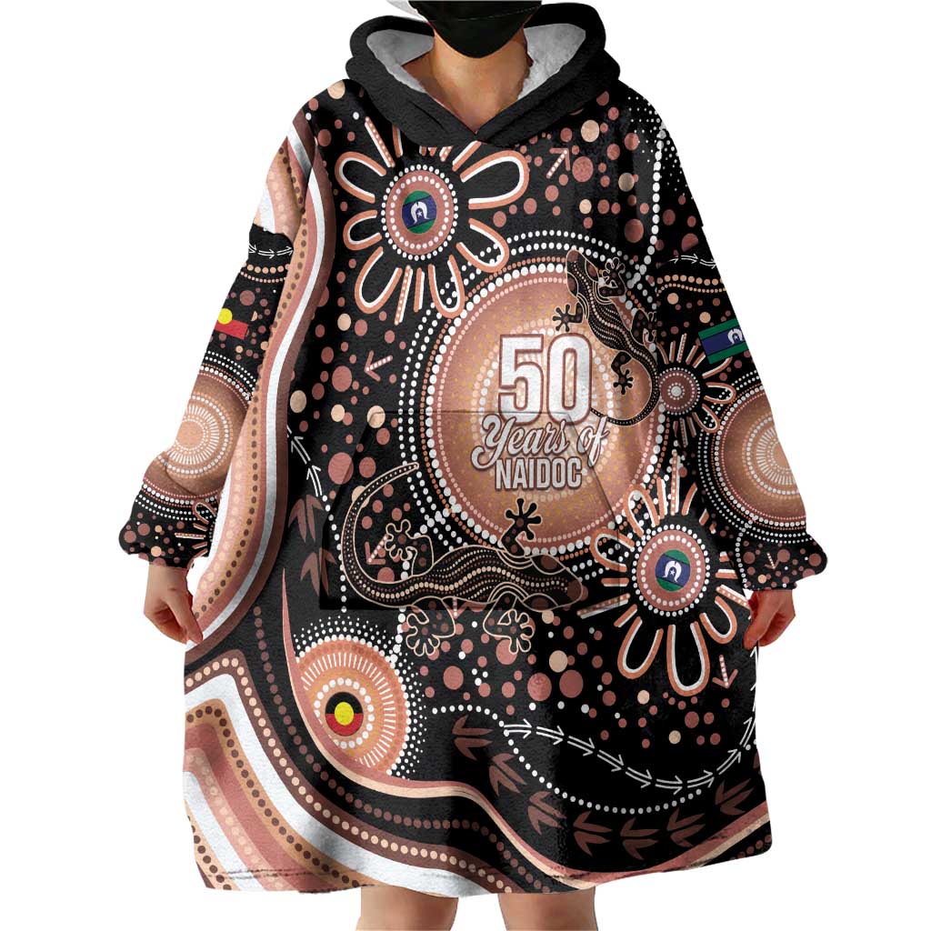 Australia NAIDOC Week Wearable Blanket Hoodie Happy 50th Anniversary Brown Version
