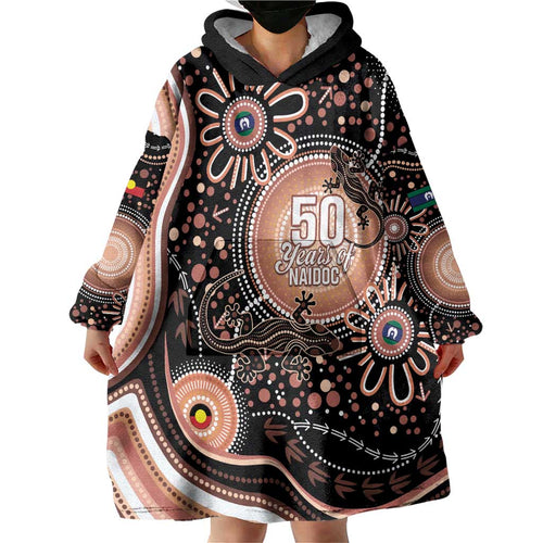 Australia NAIDOC Week Wearable Blanket Hoodie Happy 50th Anniversary Brown Version